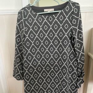 Loft Grey & White Patterned Dress
